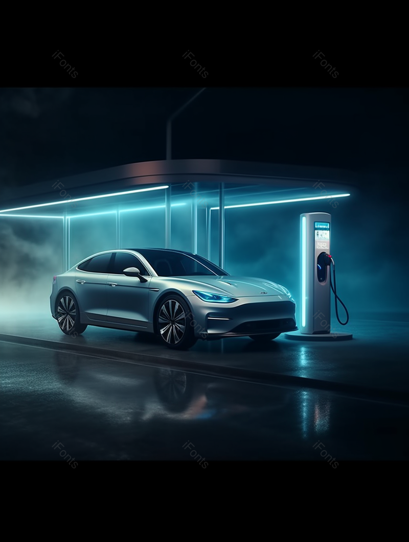 黑夜充电桩旁边汽车充电通用电子汽车肖像摄影真实,高清,摄影图,摄影图片,图片大全,摄影图免费下载